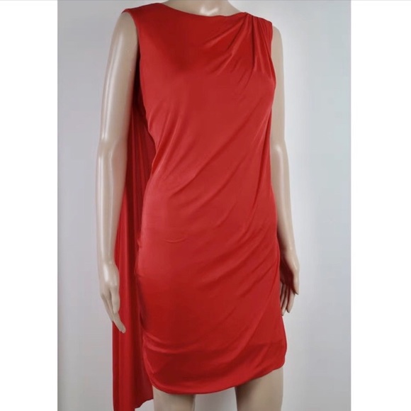 Authentic Versace for H&M Red Grecian Cape Dress - Picture 2 of 6